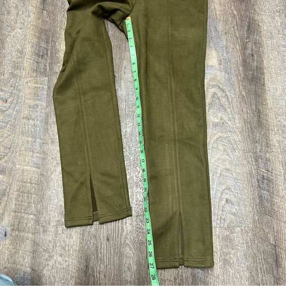 Avec Les Filles Pants Womens Medium Green Faux Suede Elastic Waist Front Slit - Picture 2 of 8